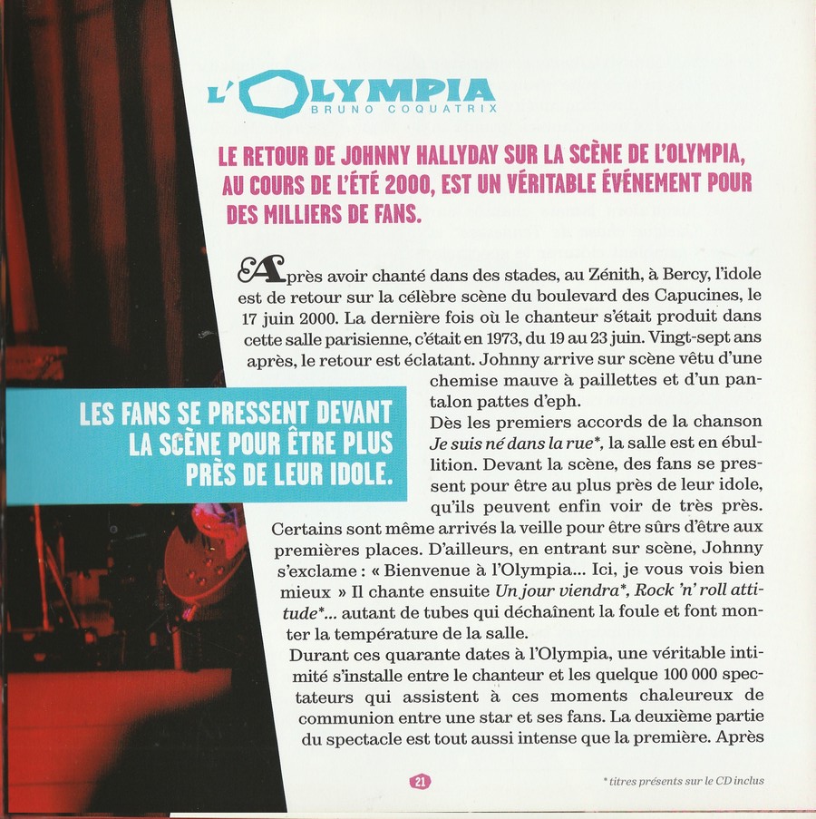 LES CONCERTS MYTHIQUES DE L'OLYMPIA ( LIVRE-CD )( JUILLET 2000 ) 2323