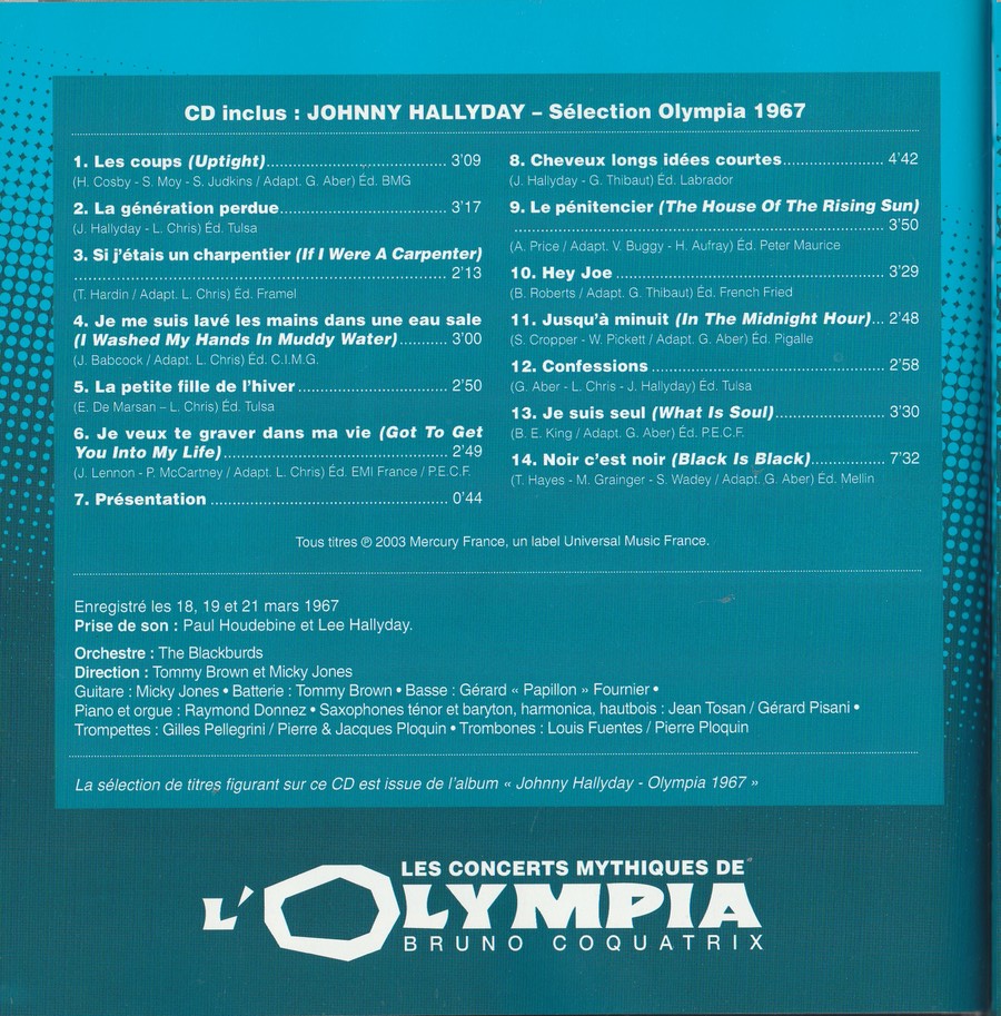 LES CONCERTS MYTHIQUES DE L'OLYMPIA ( LIVRE-CD )( MARS 1967 ) 3019