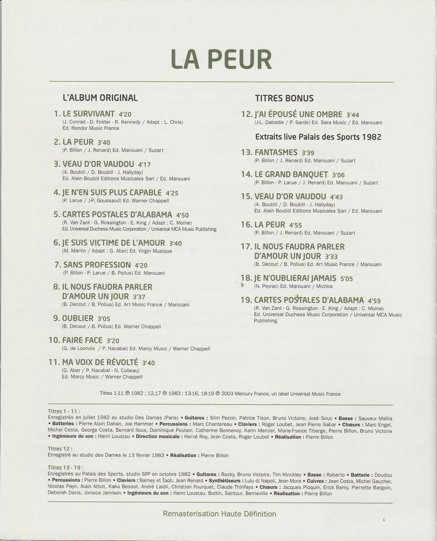 2011  -  N°21  -  LA PEUR ( LA COLLECTION OFFICIELLE ) 3043