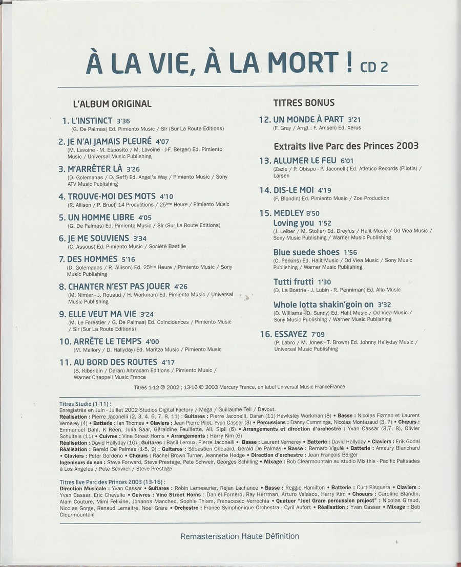 2011  -  N°3  -  A LA VIE A LA MORT ( LA COLLECTION OFFICIELLE ) 3516