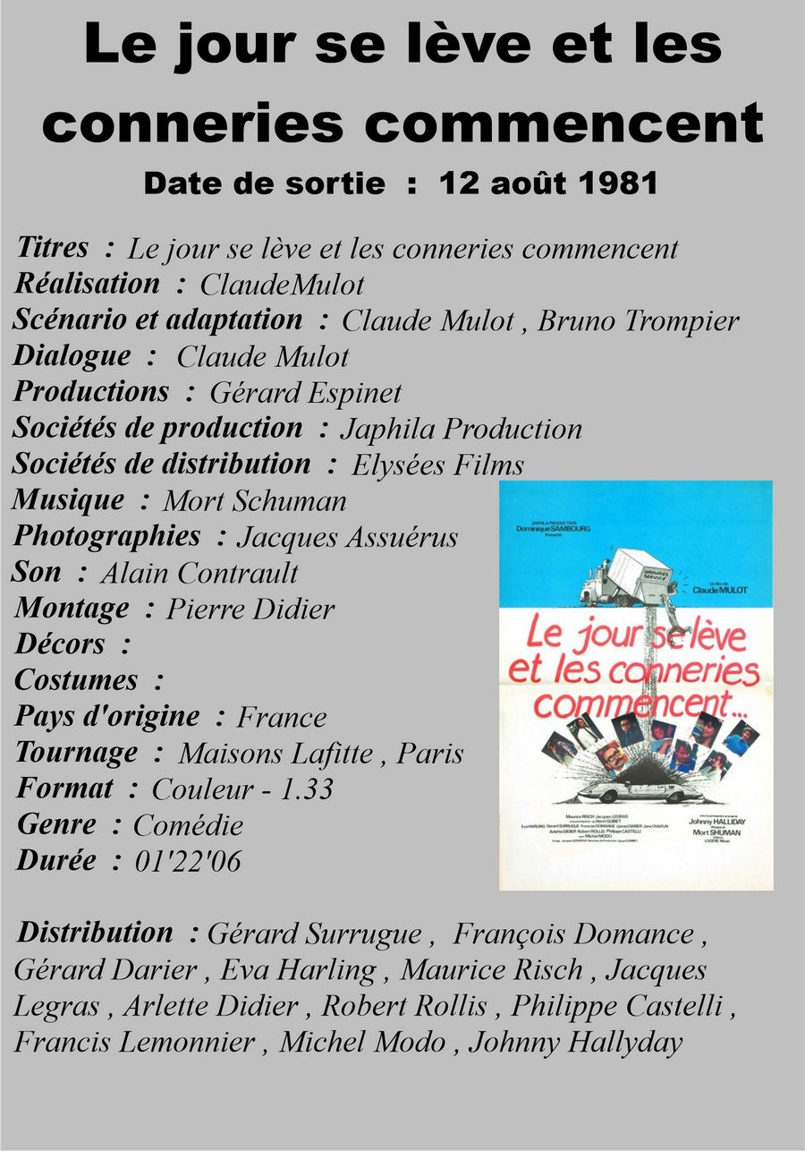 LES FILMS DE JOHNNY 'LE JOUR SE LEVE ET LES CONNERIES COMMENCENT' 1981 Setli384