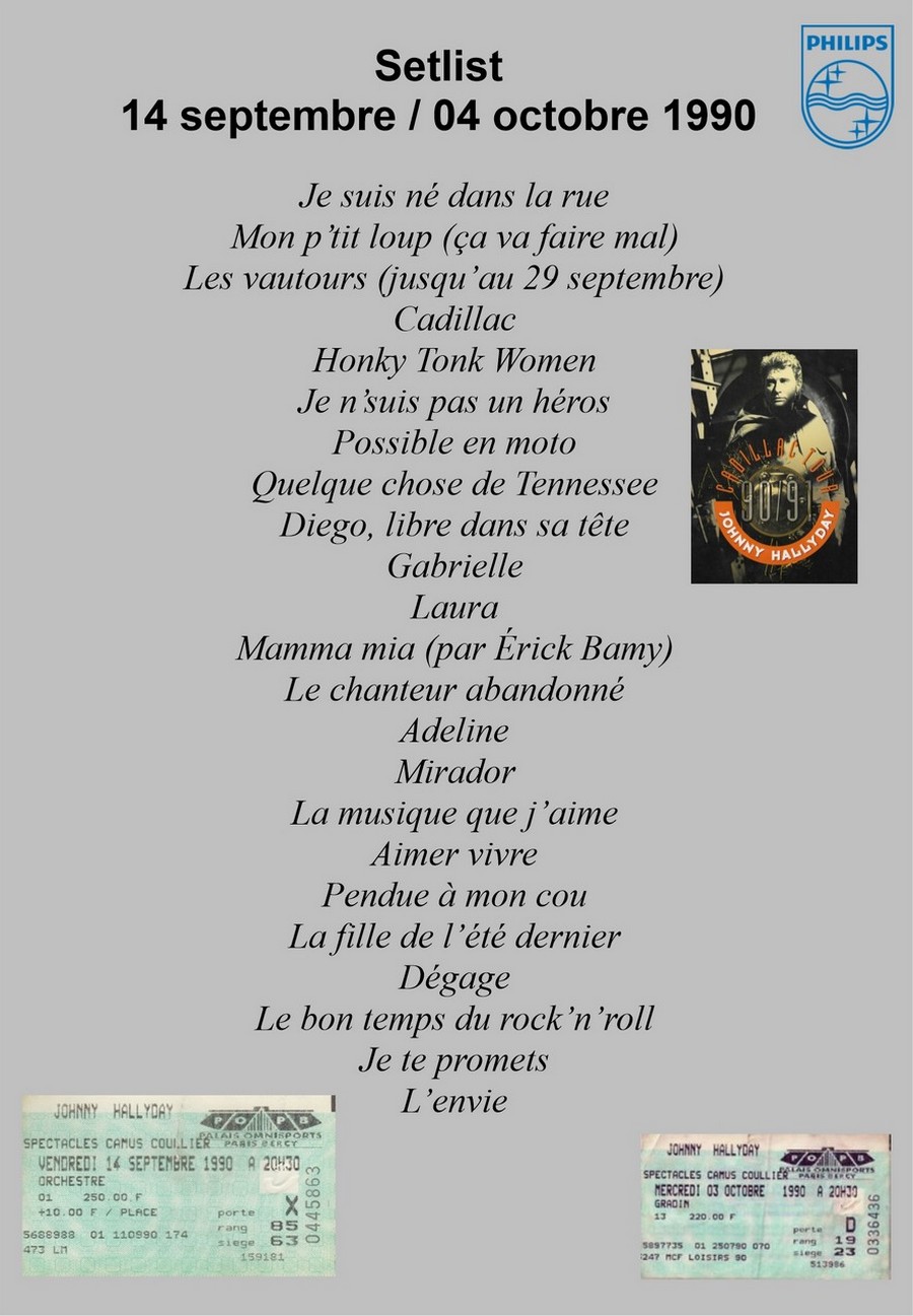 LES CONCERTS DE JOHNNY 'BERCY, PARIS' 1990 Setlis60