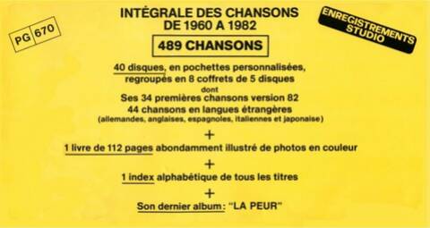 COFFRET 'INTEGRALE DES CHANSONS' '1960-1982' ( LE CUBE )( 1982 )