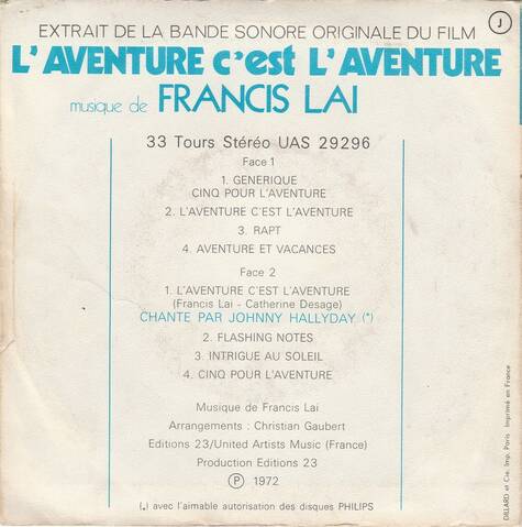 L'AVENTURE C'EST L'AVENTURE ( SP - LP )( TOUTES LES EDITIONS )( 1972-2018 )