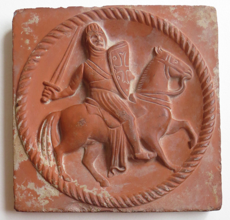 Templar Knight bas-relief clay tile backstamp! - The Cadinen / Kadyny, Mai Templa11