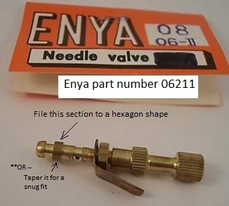 Modifying Medallion .09 & .15 Venturi to fit an Enya needle valve assem. 008a_e11