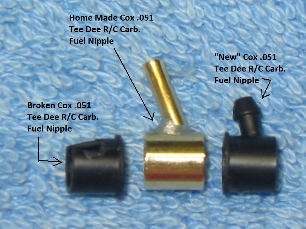 Home made fuel nipple for COX Tee Dee RC carb Broken13