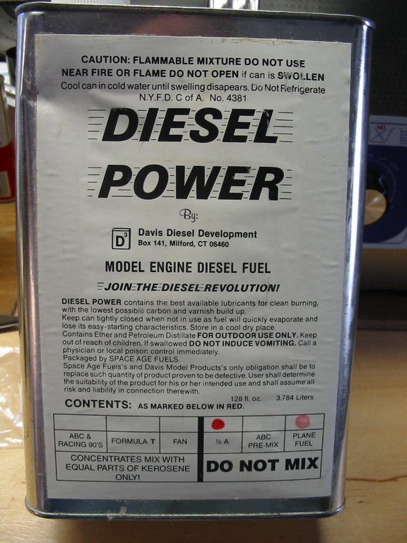Diesel Fuel being sold by EX Model Engines  ---  Whatis the % of the fuel mix? Davis_11