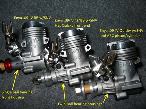 Three Enya .09-IV engines -- Same but Different? Also -- 