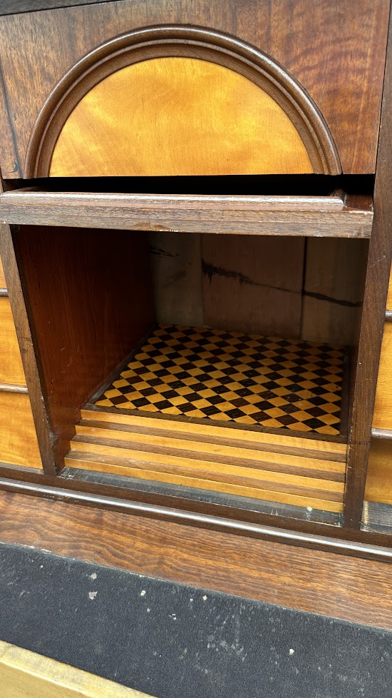 Large Secretary Desk with hidden compartments, unknown origin and maker. Inside10