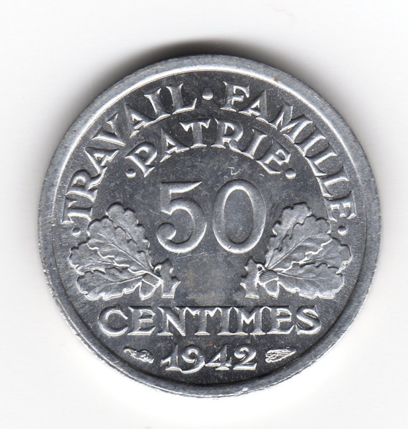 50 Centimes. Francia, Estado de Vichy. 1942. París Img43610