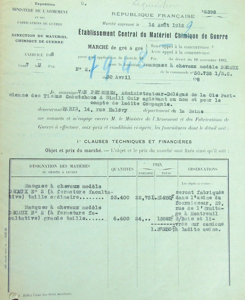 1915 - Les Masques à Gaz Decaux n°2 pour chevaux B0030610
