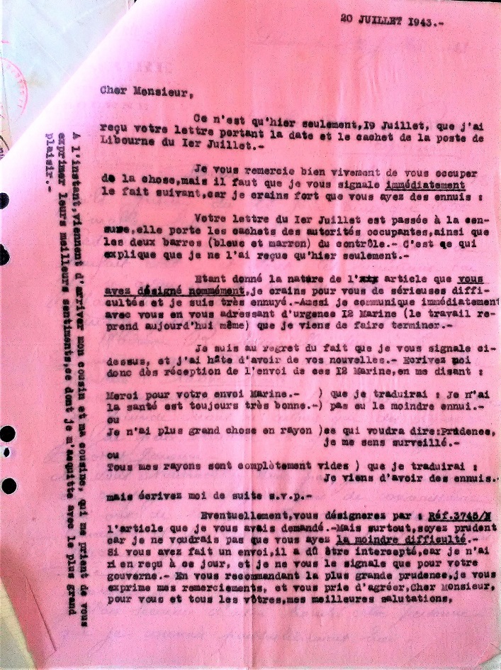 Juillet 1943 Les dangers du tabac à Libourne Lettre14