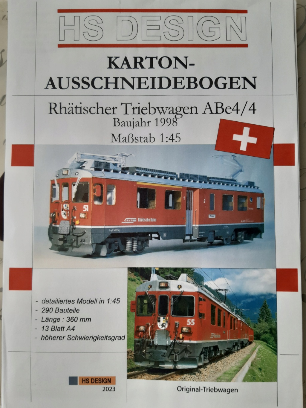 Triebwagen der Rhätischen Bahn ABe4/4, M 1:45, HS-Design 20230615