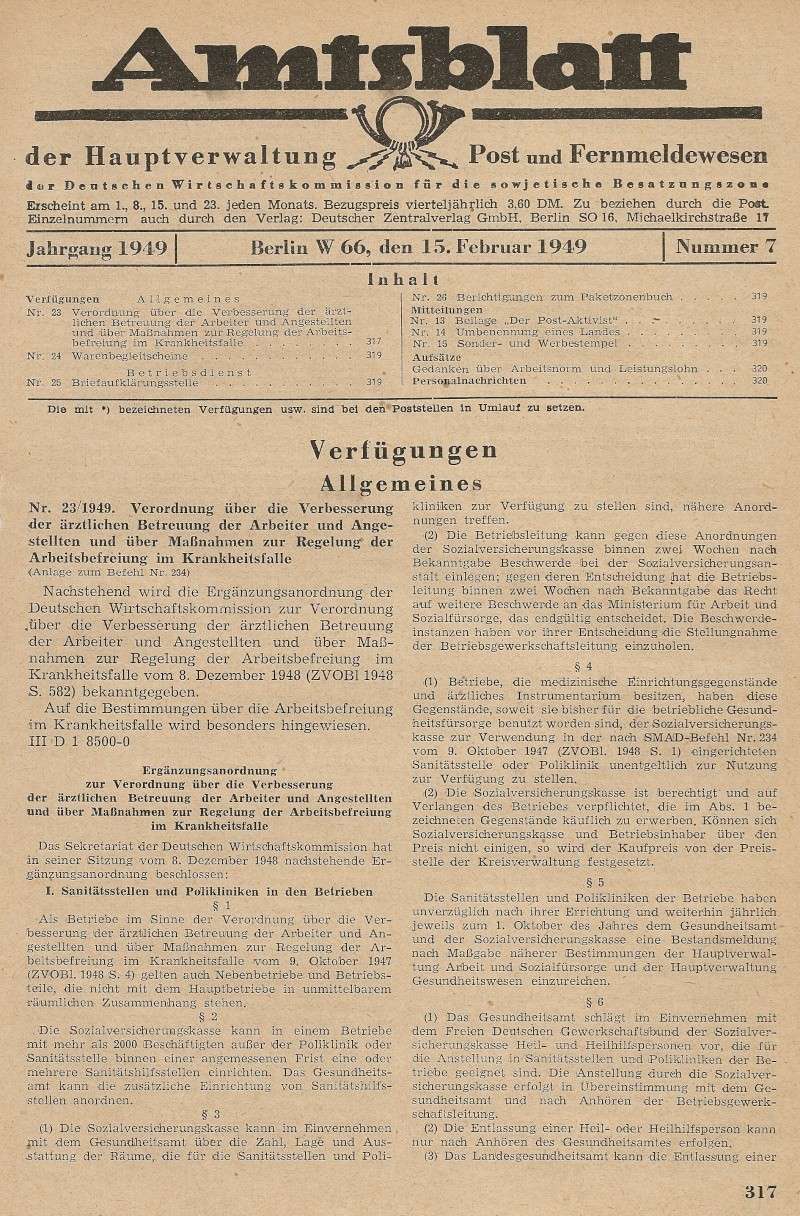 Amtsblätter DDR - Jahrgang 1949 31710
