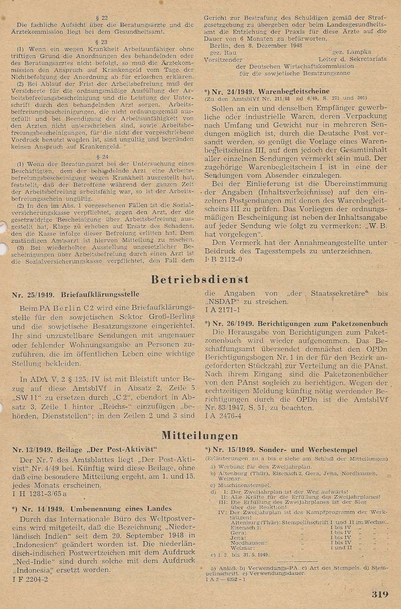 Amtsblätter DDR - Jahrgang 1949 31910