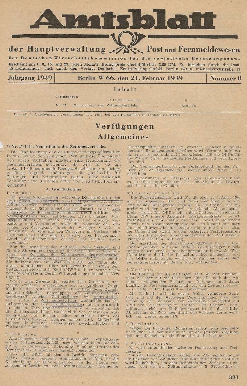 Amtsblätter DDR - Jahrgang 1949 32110