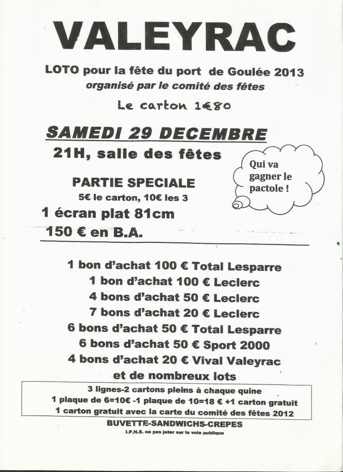 Loto pour la fete du Port de Goulée le 29 Decembre 2012 a Valeyrac 15099510