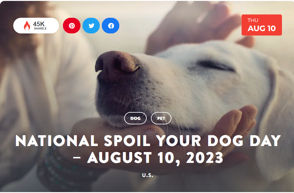 National Today Thursday August 10 National Spoil Your Dog Day Aug_1010