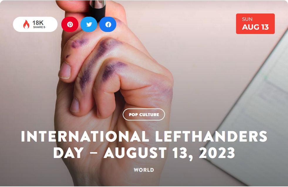 National Today Sunday August 13 International Lefthanders Day Aug_1310