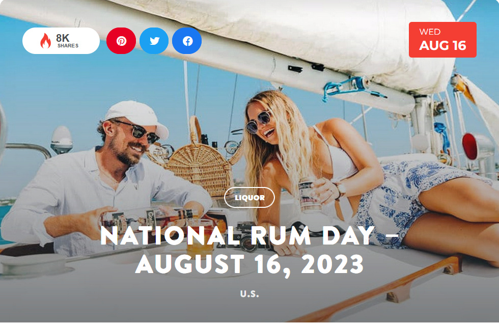 National Today Wednesday August 16 National Rum Day Aug_1610