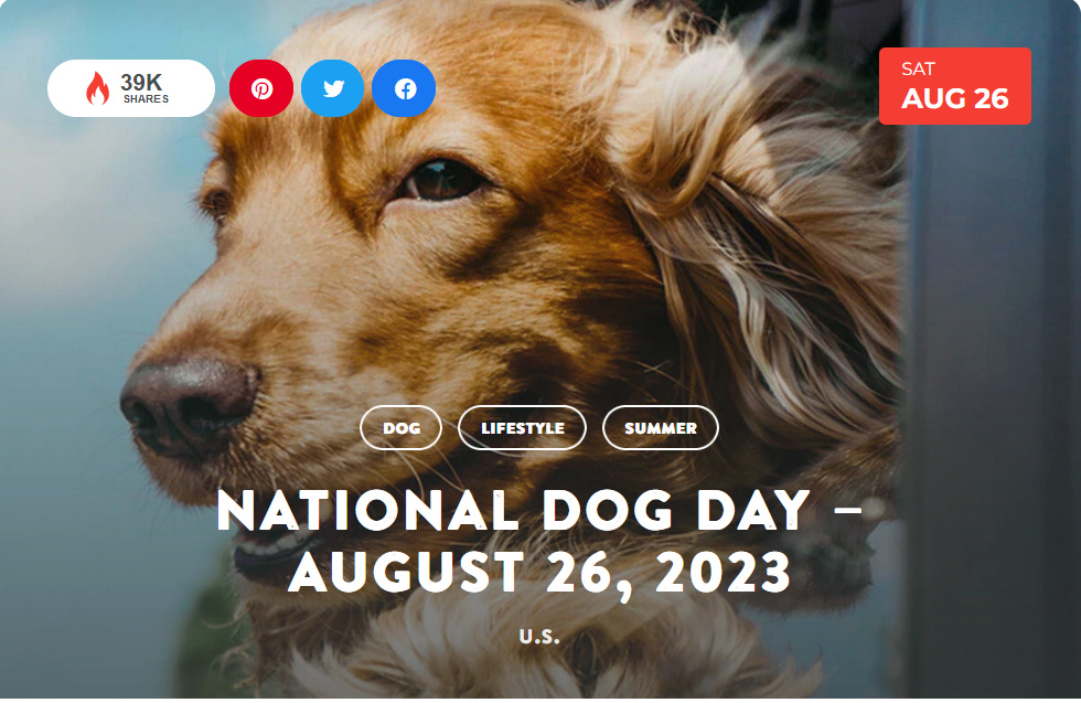 National Today Saturday August 26 *National Dog Day* Aug_2610