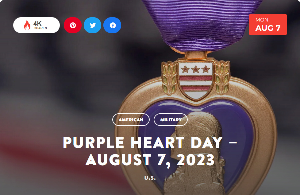 PurpleHeartDay - National Today Monday August 7 Purple Heart Day Aug_710