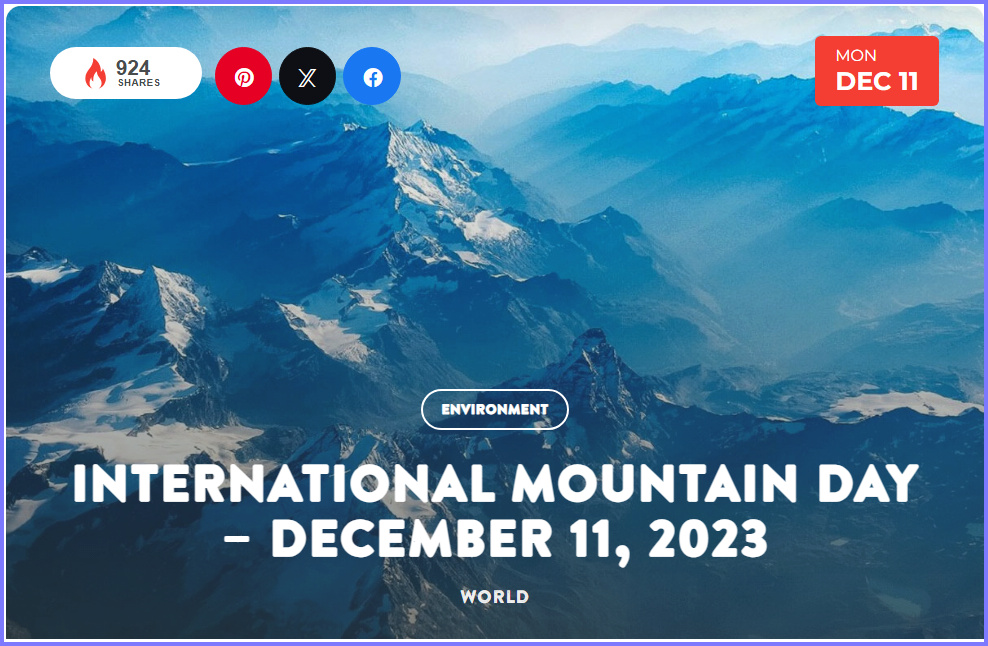 National Today Monday December 11 2023 * International Mountain Day * Dec_1110