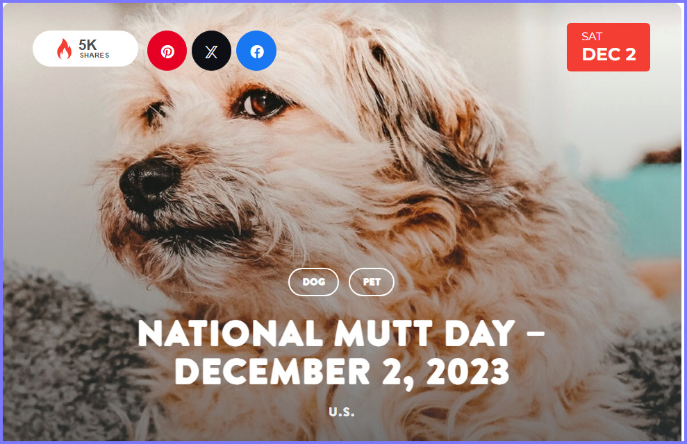 National Today Saturday December 2 2023 * National Mutt Day * Dec_210