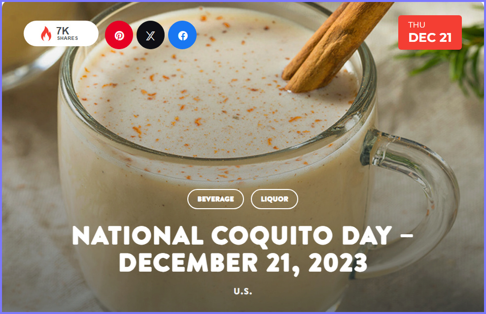 National Today * National Coquito Day  * Dec_2110