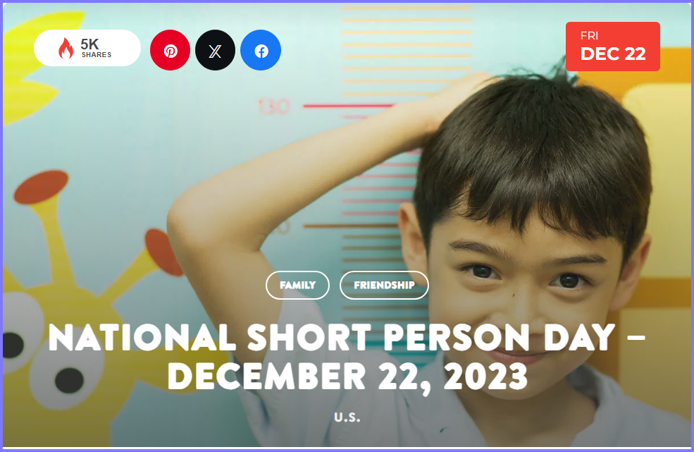 National Today * National Short Person Day * Dec_2210