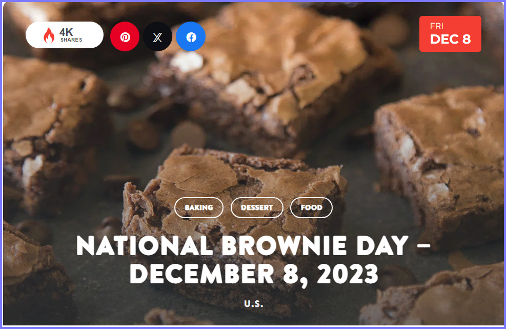 National Today Friday December 8 2023 * National Brownie Day * Dec_810
