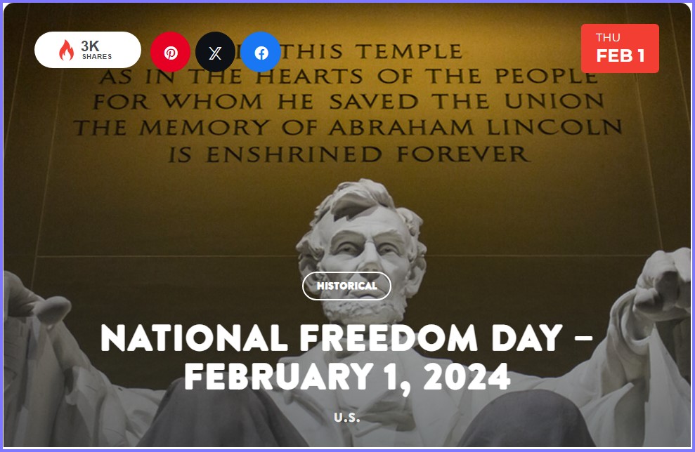 National Today * National Freedom Day – February 1, 2024  * Feb_110