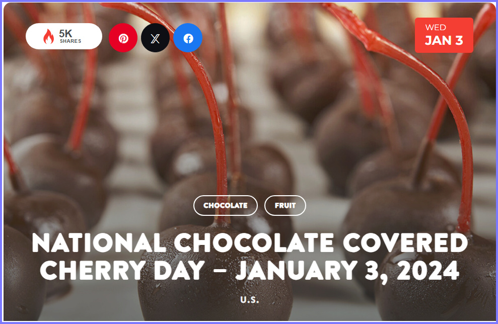  National Today January 3 2024 * National Chocolate Covered Cherry Day * Jan_310