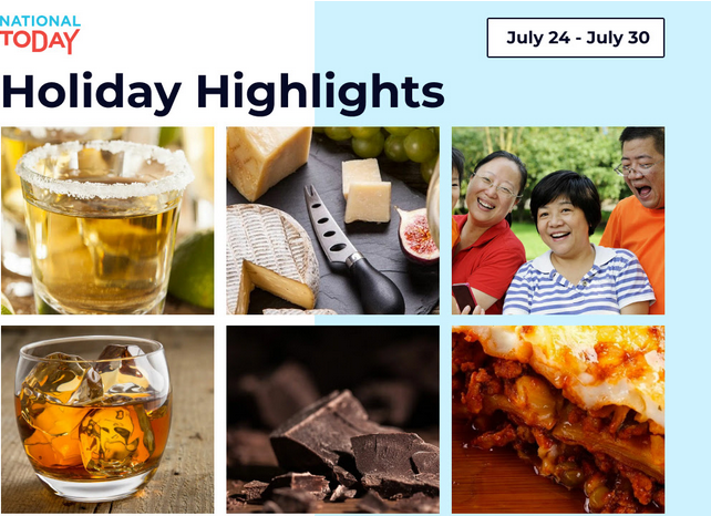 THIS WEEK ON NATIONAL TODAY Celebrating Tequila, Wine and Cheese, Aunts and Uncles. The Week Ahead JULY 24 - 30 July2410