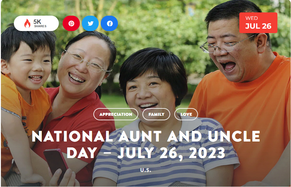 NATIONAL TODAY Wednesday JULY 26 National Aunt and Uncle Day July_217