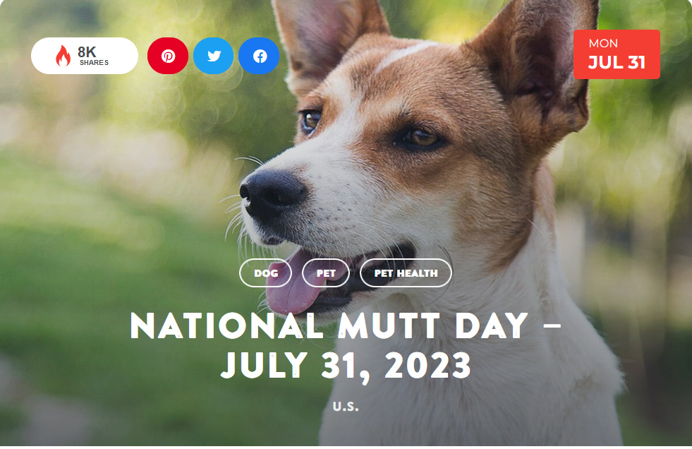 National Today Monday July 31 National Mutt Day July_311