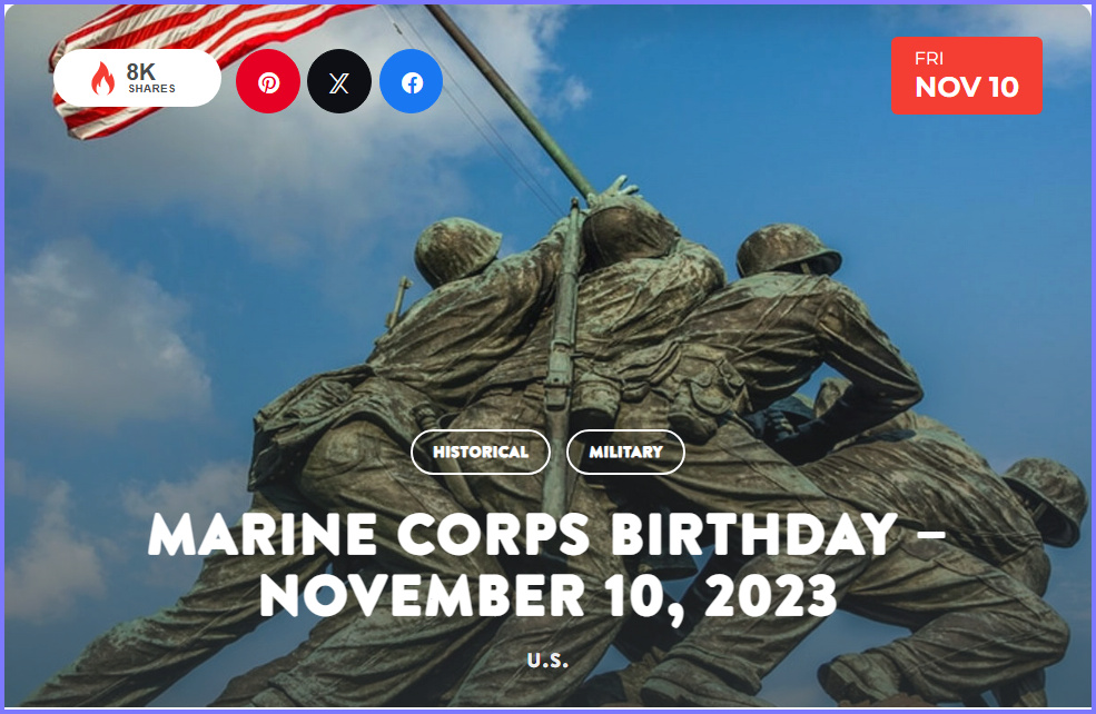 National Today Friday November 10 2023 * Marine Corps Birthday * Nov_1010