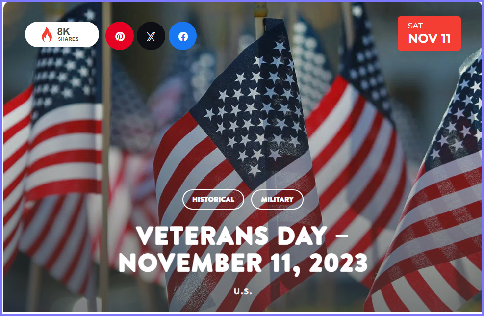National Today Saturday November 11 2023 * Veterans Day * Nov_1110
