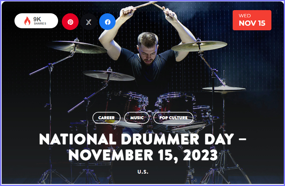 National Today Wednesday November 15 2023 *National Drummer Day* Nov_1510