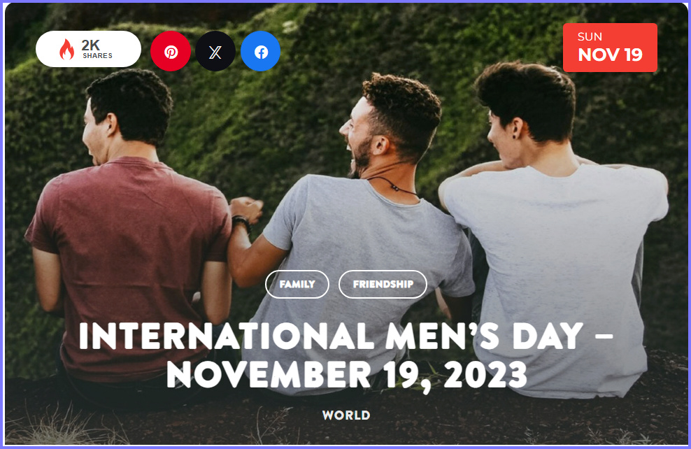 National Today Sunday November 19 2023 * International Men’s Day * Nov_1910