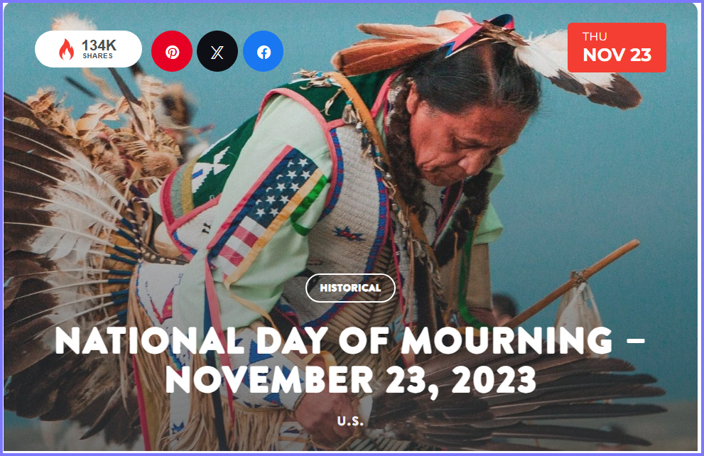National Today Thursday November 23 2023 * The National Day of Mourning * Nov_2310