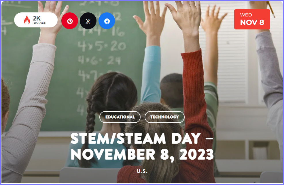 National Today Wednesday November 8 2023 * STEM/STEAM Day * Nov_810