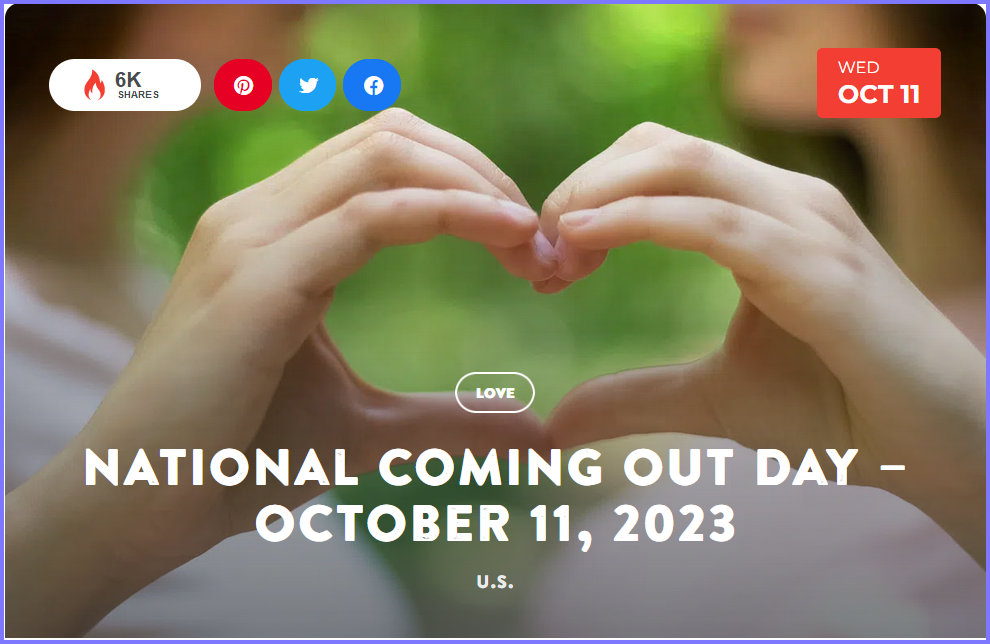 National Today Wednesday October 11 * National Coming Out Day * Oct_1110