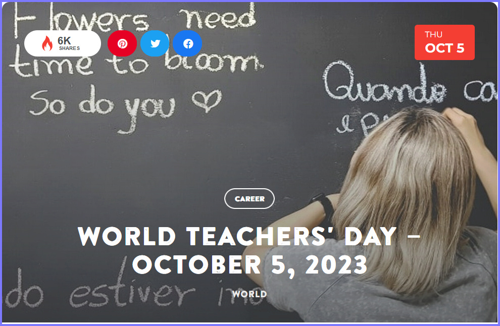 National Today THURSDAY October 5 * World Teachers' Day * Oct_510
