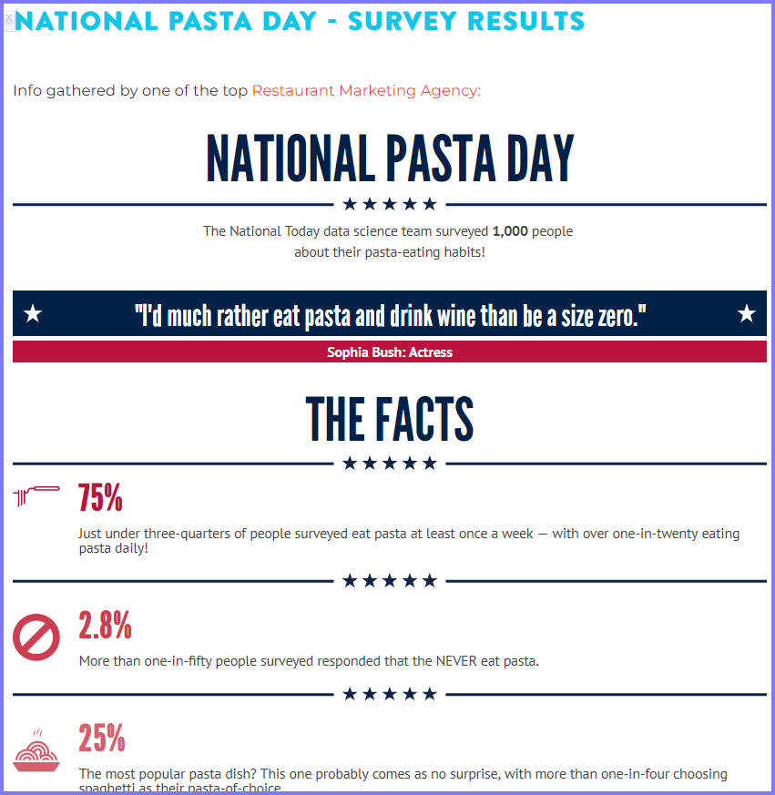 National Today Tuesday October 17 * National Pasta Day * Pasta_10