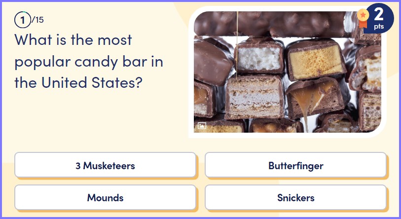 QUIZ DAILY QUIZ *   What is the most popular candy bar in the United States? * Scree141