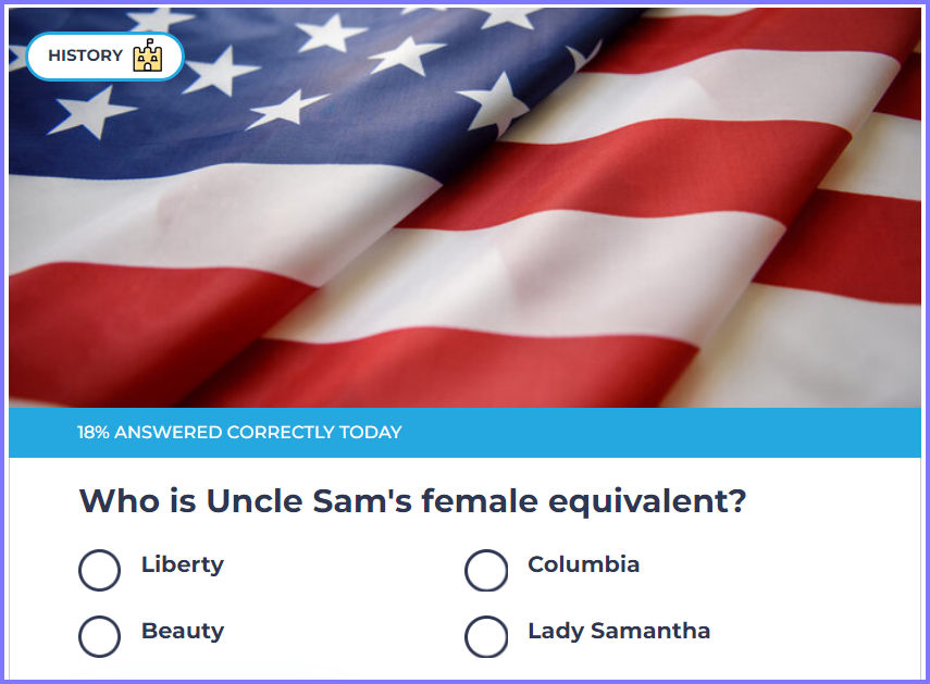 TRIVIA GENIUS QUIZ *  Who is Uncle Sam's female equivalent? * Scree329