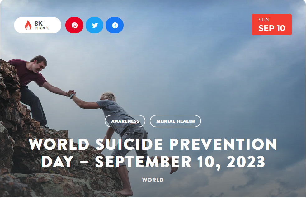 National Today Sunday September 10 * World Suicide Prevention Day * Sept_110