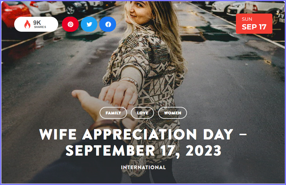 National Today Sunday September 17 * Wife Appreciation Day * Sept_116